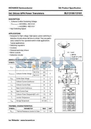 MJ13101 datasheet - Silicon NPN Power Transistors