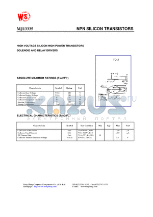 MJ13335 datasheet - NPN SILICON TRANSISTORS