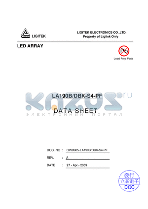 LA190B-DBK-S4-PF datasheet - LED ARRAY