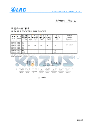 FFM106 datasheet - 1A FAST RECOVERY SMA DIODES