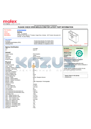 70543-0054 datasheet - 2.54mm (.100