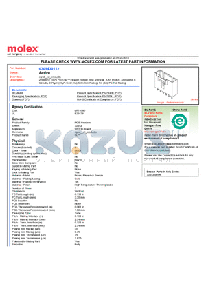 70543-0112 datasheet - 2.54mm (.100