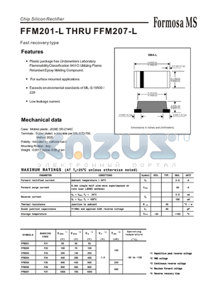 FFM204-L datasheet - Chip Silicon Rectifier - Fast recovery type