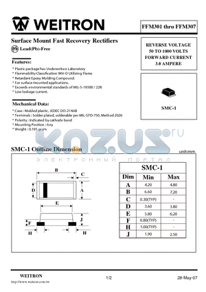 FFM304 datasheet - Surface Mount Fast Recovery Rectifiers