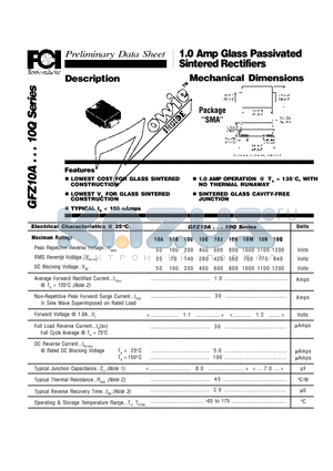 GFZ10B datasheet - 1.0 Amp Glass Passivated Sintered Rectifiers