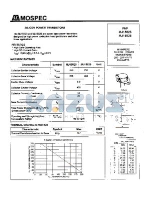 MJ15023 datasheet - POWER TRANSISTOR(16A,200-250V,250W)