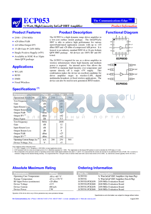 ECP053D-PCB2450 datasheet - 1/2 Watt, High Linearity InGaP HBT Amplifier