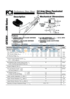 GFZ20B datasheet - 2.0 Amp Glass Passivated Sintered Rectifiers