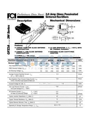 GFZ3J datasheet - 3.0 Amp Glass Passivated Sintered Rectifiers