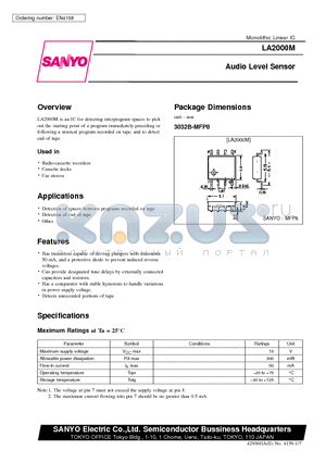 LA2000M datasheet - Audio Level Sensor