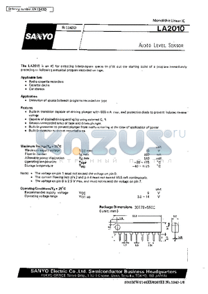 LA2010 datasheet - Audio Level Sensor