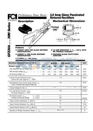 GFZ30D datasheet - 3.0 Amp Glass Passivated Sintered Rectifiers Mechanical Dimensions