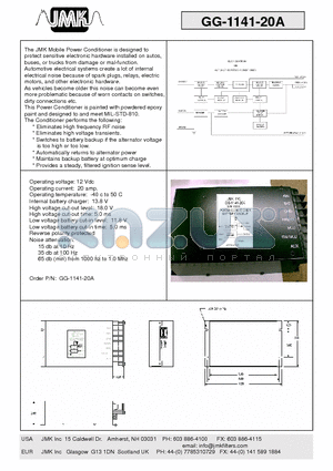 GG-1141-20A datasheet - Operating voltage: 12 Vdc Operating current: 20 amp.