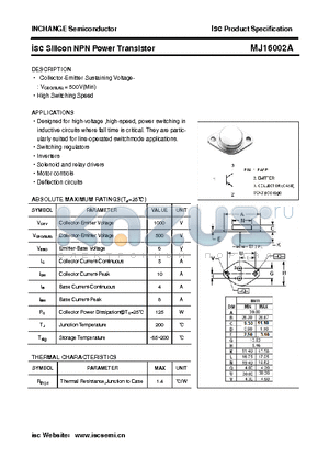 MJ16002A datasheet - isc Silicon NPN Power Transistor