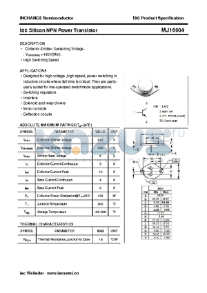 MJ16004 datasheet - isc Silicon NPN Power Transistor
