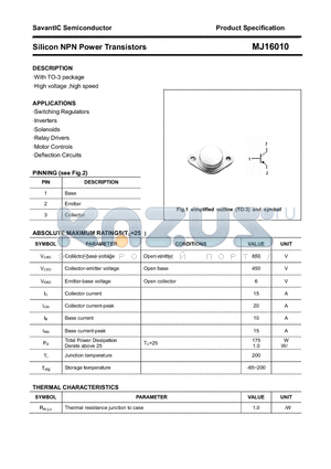 MJ16010 datasheet - Silicon NPN Power Transistors