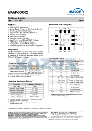 MAAP-000082-TR3000 datasheet - PHS Power Amplifier 1880 - 1930 MHz