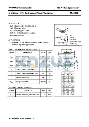 MJ3042 datasheet - isc Silicon NPN Darlingtion Power Transistor