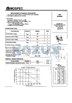 MJ4502 datasheet - POWER TRANSISTORS(30A,100V,200W)