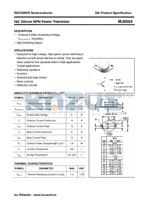 MJ8504 datasheet - isc Silicon NPN Power Transistor