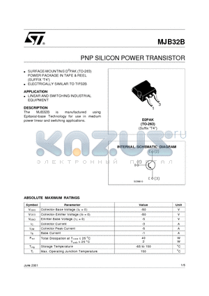 MJB32B datasheet - PNP SILICON POWER TRANSISTOR