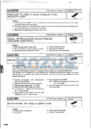 LA2500 datasheet - DOLBY B-TYPE NOISE REDUCYION SYSTEM