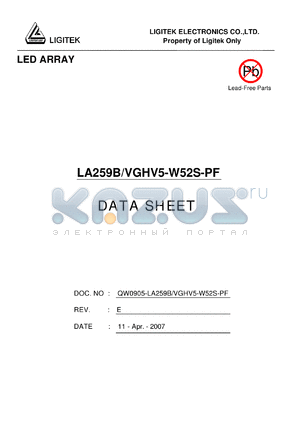 LA259B-VGHV5-W52S-PF datasheet - LED ARRAY