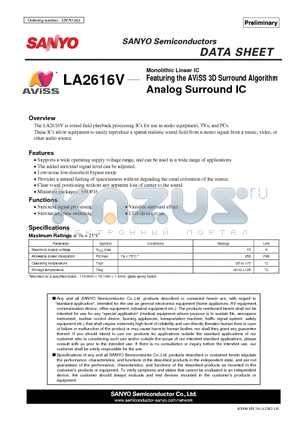 LA2616V datasheet - Analog Surround IC