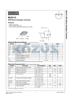 MJD112 datasheet - NPN Silicon Darlington Transistor