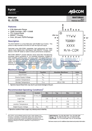 MAATGM0001 datasheet - Attenuator