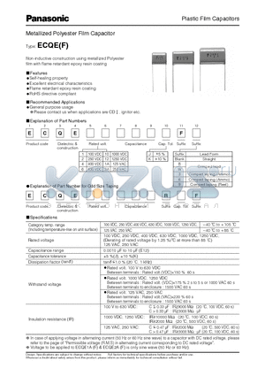 ECQE1225MFF datasheet - Plastic Film Capacitors