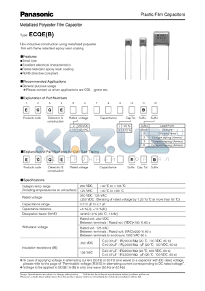 ECQE2104MBB datasheet - Plastic Film Capacitors