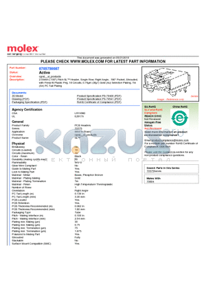 70575-0087 datasheet - 2.54mm (.100