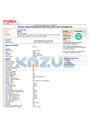 70567-0188 datasheet - 2.54mm (.100