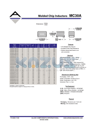 MC30A-220K-RC datasheet - Molded Chip Inductors