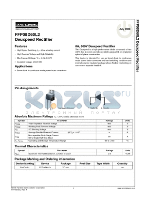 FFP08D60L2 datasheet - Deuxpeed Rectifier