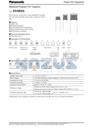 ECQE2W105MHR datasheet - Plastic Film Capacitors