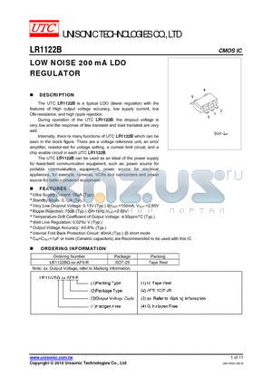 LR1122BG-XX-AF5-R datasheet - LOW NOISE 200 mA LDO REGULATOR