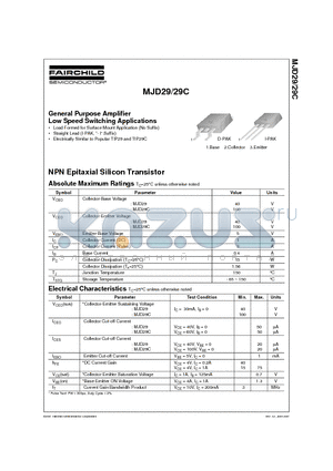 MJD29 datasheet - General Purpose Amplifier Low Speed Switching Applications