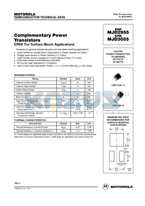 MJD2955 datasheet - Complementary Power Transistors