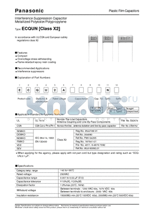 ECQU2A104MN datasheet - Plastic Film Capacitors