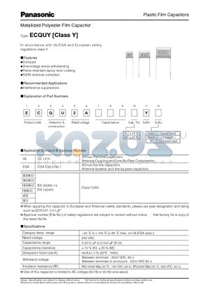 ECQU2A153MYY datasheet - Plastic Film Capacitors