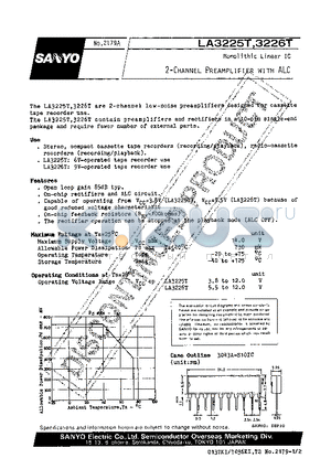 LA3225T datasheet - 2-Channel Preamplifier Car Stereo