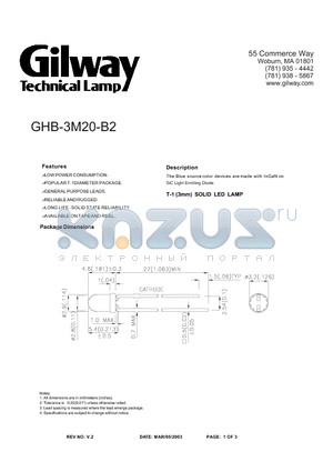 GHB-3M20-B2 datasheet - T-1 (3mm) SOLID LED LAMP