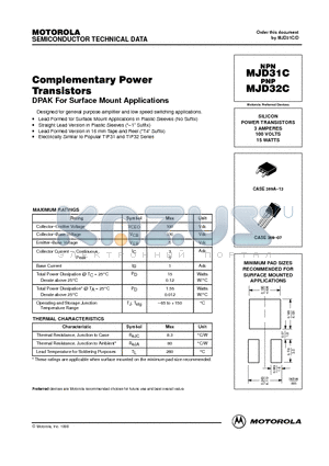 MJD31C datasheet - SILICON POWER TRANSISTORS