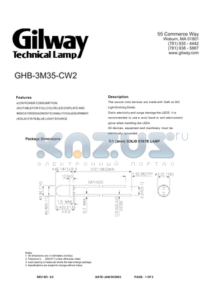 GHB-3M35-CW2 datasheet - T-1 (3mm) SOLID STATE LAMP