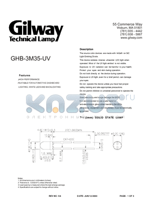 GHB-3M35-UV datasheet - T-1 (3mm) SOLID STATE LAMP