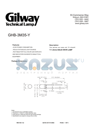 GHB-3M35-Y datasheet - T-1 (3mm) SOLID STATE LAMP
