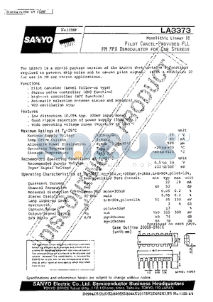 LA3373 datasheet - Pilot Cancel-Provided PLL FM MPX Demodulator for Car Stereos