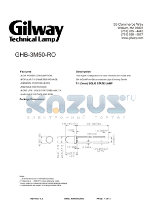 GHB-3M50-RO datasheet - T-1 (3mm) SOLID STATE LAMP